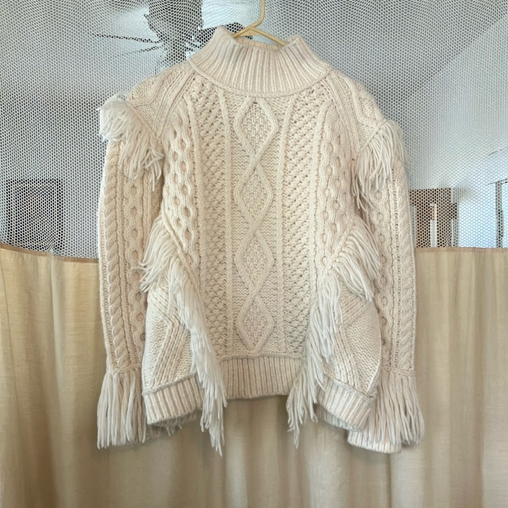 Coach Cream Cable Knit Turtleneck Sweater